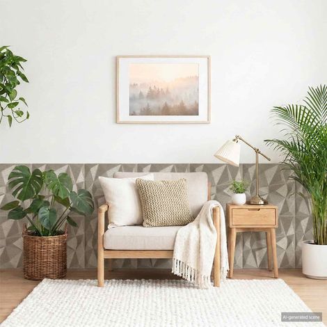 Panneaux muraux 12 pc 50 x 50 cm Béton Diamant Mousse XPS (1/5)