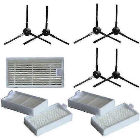 6 brosses latérales et 5 filtres de rechange compatibles avec l'aspirateur robot Lidl SilverCrest SSR 3000 A1 (1/5)