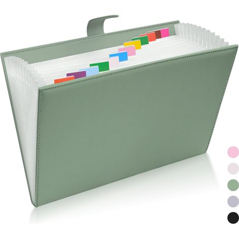 Trieur 12 Compartiments A4 en Cuir PU à Fermeture Magnétique Étiquettes incluses pour classer contrats, factures et documents scolaires au bureau, à l’école ou à la maison (1/5)