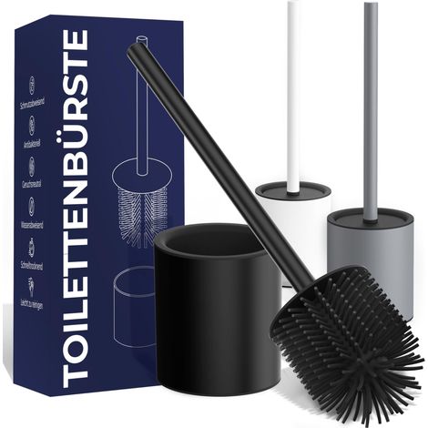 Brosse WC design – Brosse WC hygiénique en matériau semblable au silicone – Anti-gouttes, inodore, durable – Noir, gris ou blanc (1/5)