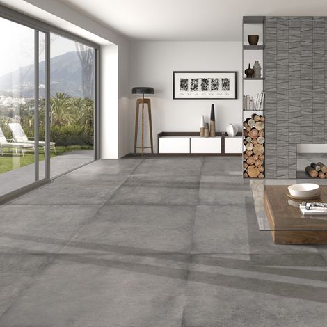 Aelle - Carrelage sol / mur moderne gris 75x75 cm MATERIKA DARK GREY - Vendu par boîte de 1.125 m² (1/4)