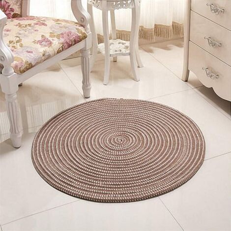 Tapis tressé à la main - Rond - Pour le salon, la chambre à coucher, la salle de bain, la chambre d'enfant - Chameau sombre (Dunkles Kamel) - 100 x 100 cm-Ensoleillé (1/4)