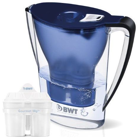 BWT PENGUIN filtro per acqua con 1 cartuccia al magnesio  depuratore acqua domestico per cibo e bevande  riduce calcare, cloro, piombo, rame  caraffa bwt compatta e elegante (1/5)