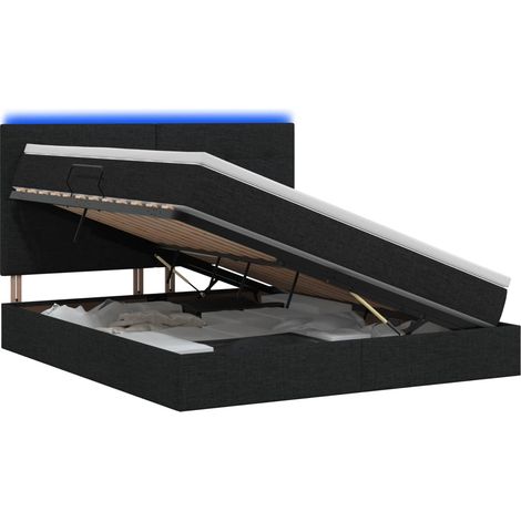 Letto con contenitore LED e materasso Nero 180 x 200 cm Tessuto vidaXL (1/5)