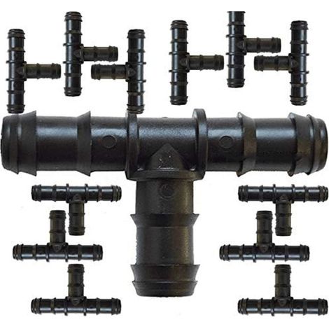 Lot de 50 Tés d'Irrigation Goutte à 20 mm Raccord en T pour Tuyau et Tuyau d'Irrigation Union Sûre et Résistante Noir (1/5)