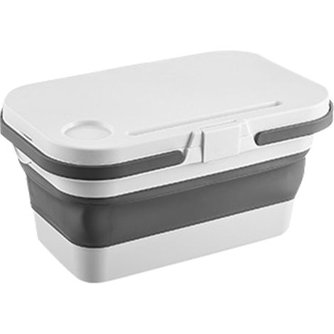 Boîte de rangement pliable camping extérieur haute capacité avec couvercle blanc pour pique-nique voyage (1/5)