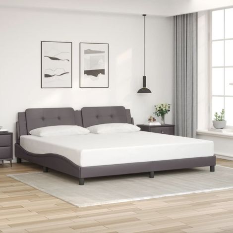 Estructura de cama sin colchón Zadar cuero sintético gris 200x200 cm vidaXL (1/5)