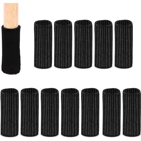 12 Pièces Chaussette Chaise Patin Antidérapant, Noir Élégant Élastique Protège Pied de Chaise, pour Pieds de Chaise Ronds/Eckigs, Meubles Et Sol, Évite Rayures Et Bruit (1/5)