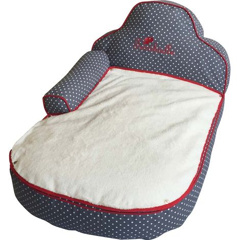 Canapé à pois extra rembourré et doux avec coussin en fourrure réversible pour chiens et chats