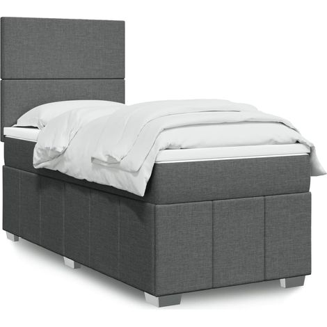 Boxspringbett mit Matratze Dunkelgrau 100x200 cm Stoff
