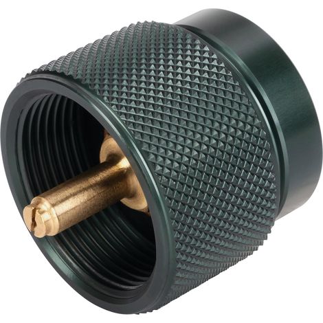 Propan-/Butan-Adapter, Einlass für 450-g-Propangasflasche und Auslass mit EN417-Lindal-Ventil, Campingkocher-Adapter kompatibel mit Rucksackkochern, tragbaren Brennern und Heizgeräten. Automatische Ab