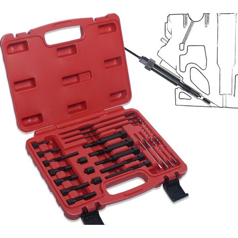 Kit d'outils de démontage de Bougies de préchauffage 22 pièces, kit d'extraction de Bougies de préchauffage, pour Bougies de préchauffage M8x1,0, M10x1,0, M10x1,25 - Rouge (1/5)
