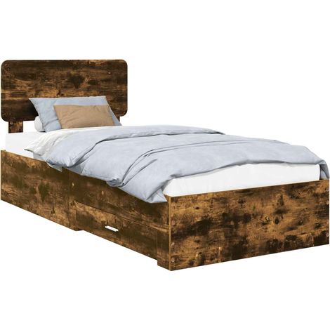 Struttura del letto Rovere fumé 100 x 200 cm Legno multistrato vidaXL