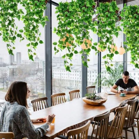 4 pièces Plantes artificielles suspendues - 90 cm Faux Lierre Plante Faux Suspendu Verdure scindapsus Feuilles pour la décoration de Mur de Jardin de fête de Mariage (1/5)