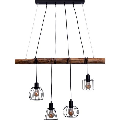 Pendelleuchte Holzleuchte Deckenlampe Esszimmerleuchte Hängelampe 4-Flammig