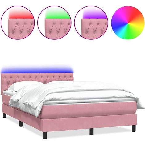 Maison Exclusive - Letto a Molle con Materasso e LED Rosa 160x210 cm in Velluto