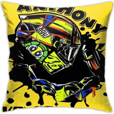 Housse de coussin Valentino Rossi, taie d'oreiller carrée en coton et lin, 45,7 x 45,7 cm (18 x 18 pouces), AB-3622 (1/2)