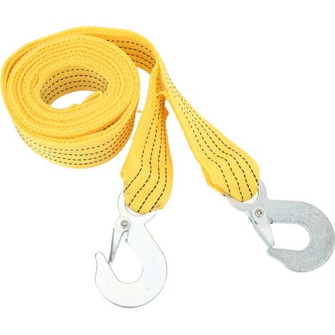 Corde de remorquage 4m 3T avec crochets en acier, sangle polypropylène haute résistance pour dépannage camion remorque (1/5)