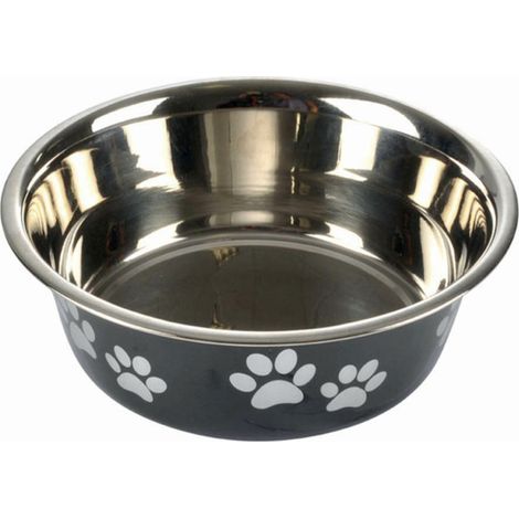 Gamelle pour Chien & Chat "Motifs Pattes" 21cm Noir (1/2)