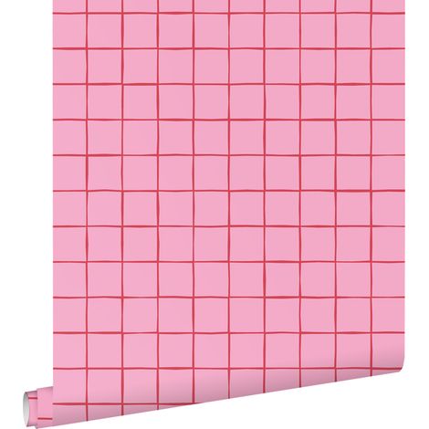 papier peint à damier rose - ESTAhome