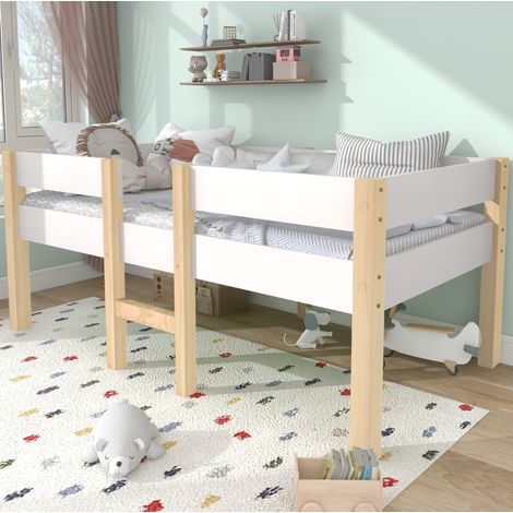 Cama Infantil Semialta 90x190 Cm Pino Macizo Protección Anticaídas (1/5)