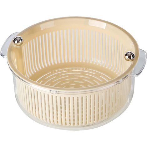 Panier à Légumes Transparent Sécurisé PET PP, Grand Bol de Lavage et Égouttoir pour Fruits en Crème Blanche, Accessoire de Cuisine Pratique (1/5)