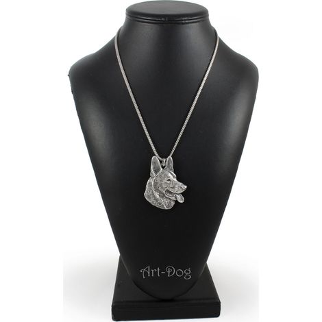 Pastor Alemán, Alsaciano - collar para perro, colgante de perro en una cadena de plata, joyería única de Art-Dog (1/5)