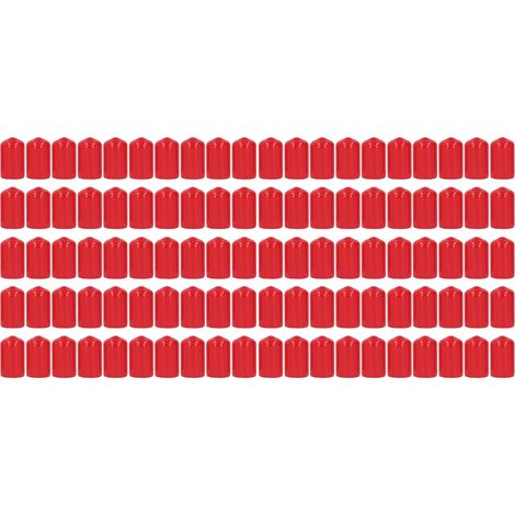 100 embouts de protection de filetage ronds et flexibles en PVC ignifugé, rouges, de 12 mm (1/5)