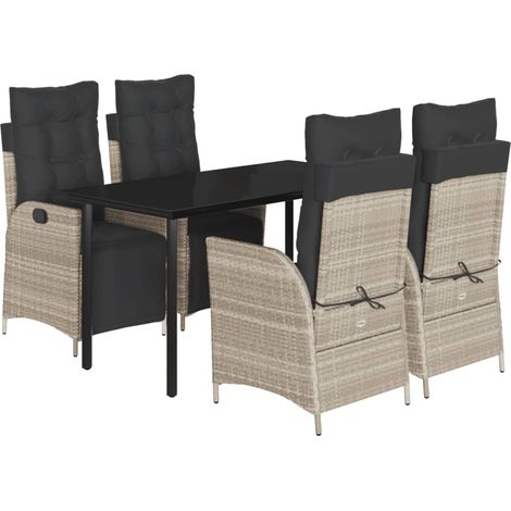 Maison Exclusive - Set comedor de jardín 5 pzas cojines ratán sin (1/5)