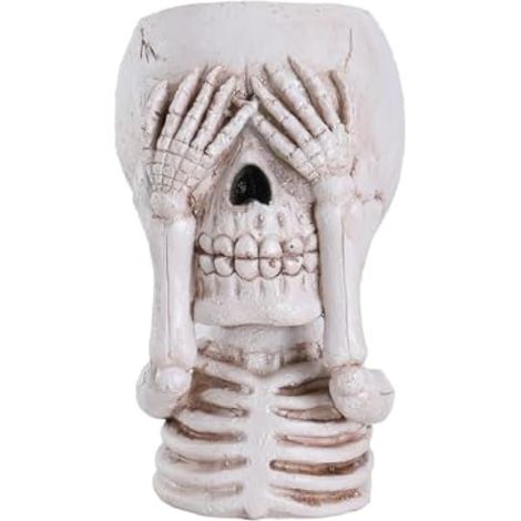 Pot de fleurs en forme de tête de mort, décorations d'Halloween, pots de fleurs pour décoration de jardin gothique, vase en résine en forme de tête de mort pour plantes d'intérieur, décoration (1/5)