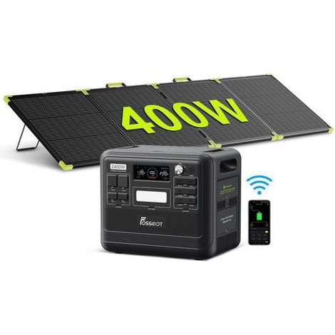 2400W 2048Wh LiFePO4 Centrale Elettrica, FOSSiBOT F2400 Generatore Elettrico Portatile + 400W Pannello Solare Pieghevole per Casa Campeggio RV (1/5)