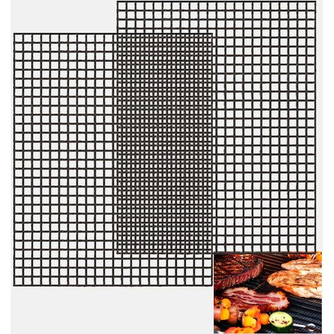 2-teilige, zuschneidbare Grillmatte, 42 x 36 cm, wiederverwendbar und antihaftbeschichtet, geeignet für Elektrogrill, Gasgrill und Holzkohlegrill