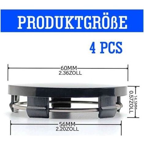 4Pcs Cache Moyeu 60mm Universels - Enjoliveurs Centre de Roue de Voiture en Noir Compatible avec Citroen - Cache Jante pour Accessoires Voitures (1/4)