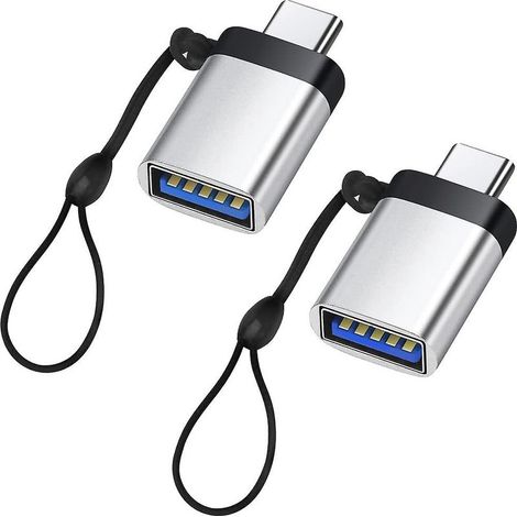 USB-C-auf-USB-3.0-Adapter (2er-Pack), USB-C-Stecker-auf-USB-3.0-Buchse Adapter kompatibel mit Telefon, Laptop, PC (Silber) (1/4)