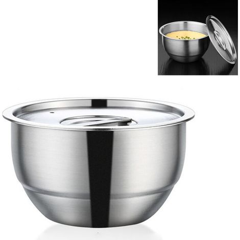 Dampfgarschüssel aus Edelstahl mit hitzebeständigem Deckel, ideal zum Anrühren von Kuchen- und Brotteig, multifunktionales Küchenaccessoire. (1/5)