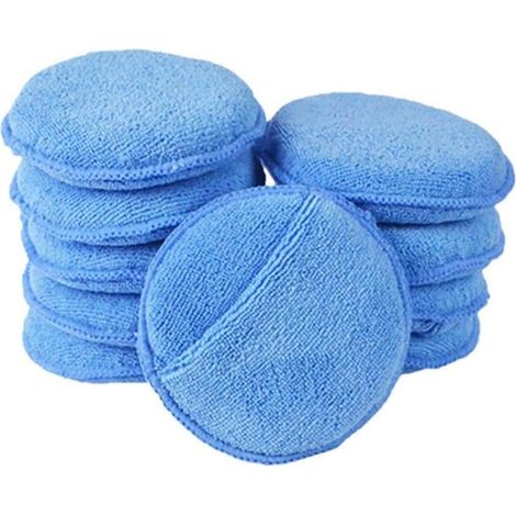 Lot de 10 tampons applicateurs de cire en microfibre pour voitures avec élastique rond en éponge de polissage pour diamètre de voiture bleu-Fei Yu (1/5)