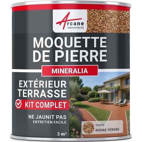 Arcane Industries – Moquette de pierre drainante pour terrasse – Résistante aux UV – 3 m² – Granulats de marbre et résine polyuréthane