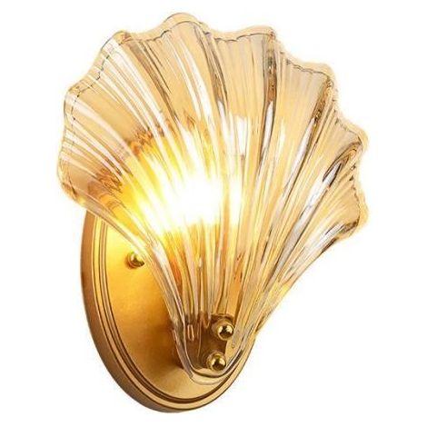 OOVOV Applique murale coquillage doré,applique pour salon chambre couloir,E14 pied de lampe (1/4)