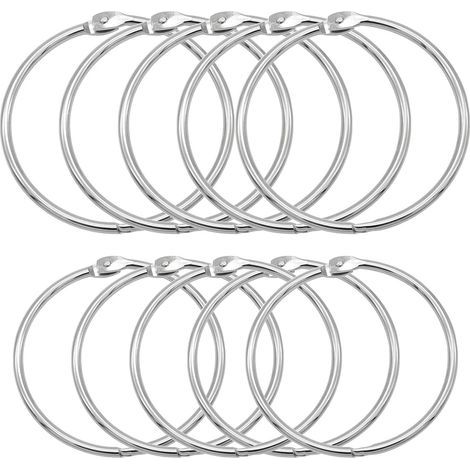 Lot de 10 Anneaux de Reliure, 80mm Anneaux Ouverts en Métal Polyvalent avec Fermeture Rapide pour Rideau de Douche Porte-clés Scrapbooking (1/5)