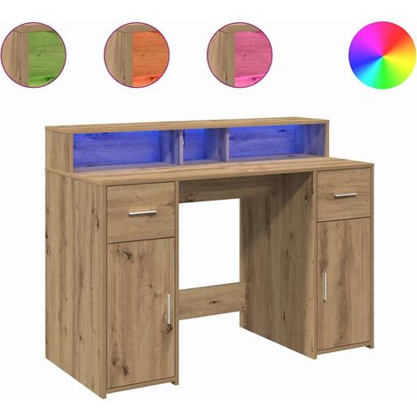 Maison Exclusive - LED-Schreibtisch Artisan-Eiche 120x55x91 cm Ho