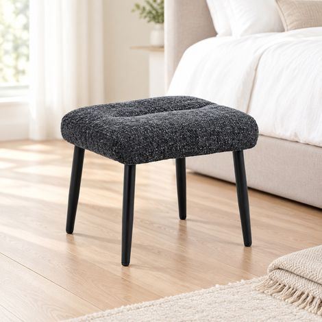 Tabouret rembourré 45 x 41 x 38 cm, pieds en acier, gris foncé OKMYHOME (1/5)