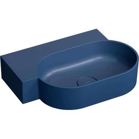 OMNIRES Ovo M+ - Waschbecken 56 x 39 cm, ohne Überlauf, ohne Armaturenloch, links, mattblau OVO555UWLMB (1/5)