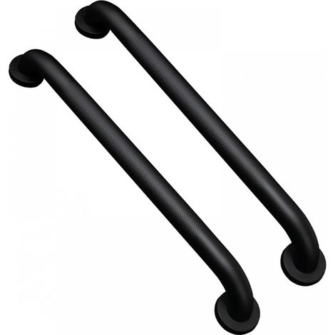 Barra de apoyo antideslizante para baño con mango moleteado (paquete de 2, 50 cm, negra) (1/5)
