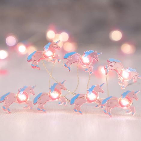 Einhorn-Lichterketten, 6,6 Fuß, 30 LEDs, dekorative Märchen-Themen-Nachtlichter, USB und Batterie, niedliche Tier-Lichterketten für Kinderzimmer, Geburtstag, Weihnachts-Motto-Party-Dekoration (Warmwei (1/4)