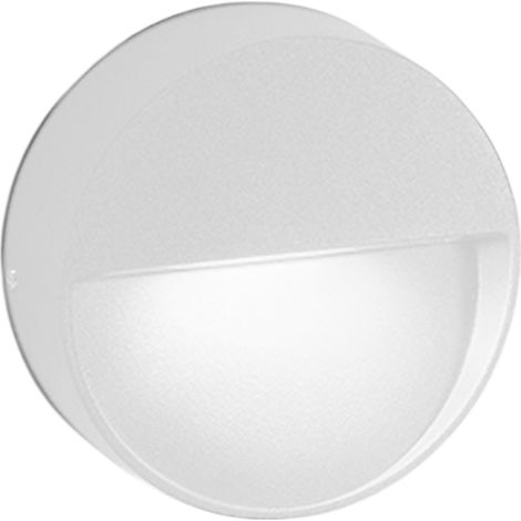 Bottom Lampada da parete a LED per esterni ed interni, forma rotonda, alluminio pressofuso, colore bianco opaco, 4.5W, 3000K, IP54, 10x3 cm (1/2)