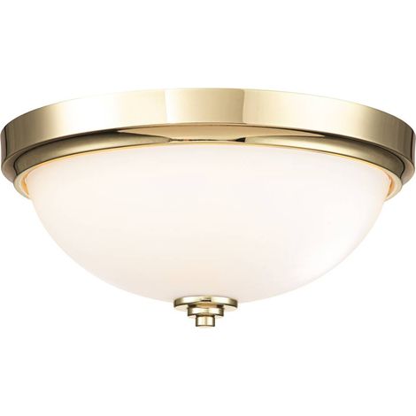 Plafoniera lampada da bagno luce IP44 2 luci ottone vetro opale E27 (1/5)