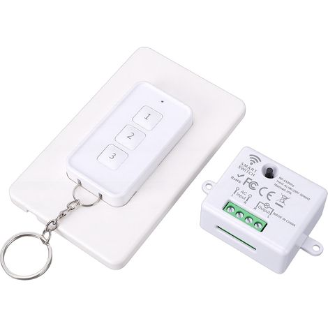 Kit interrupteur sans fil sans installation, télécommande murale pour lampe, plafonnier, ventilateur, disjoncteur 433MHz 3 pièces et commutateur 3 boutons (1/5)