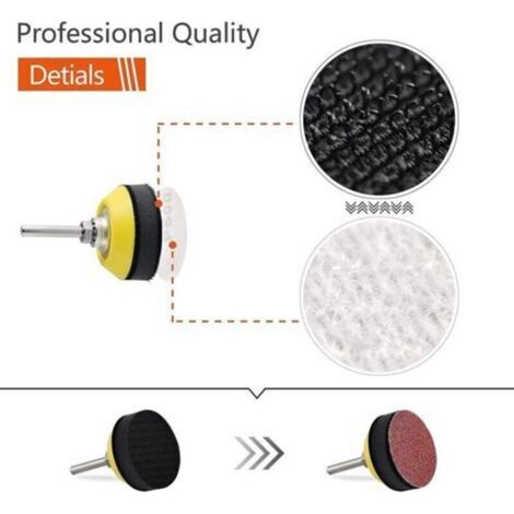 Lot de 240 disques abrasifs de 50mm pour perceuse meuleuse outils rotatifs avec 2 plaques d'appui de 6,35 mm, 6,35 mm, patins de ponçage (1/3)