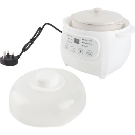 Olla a presión eléctrica con recipiente cerámico de 1 litro, 200 W, para gachas, sopas y arroz, con temporizador y función para mantener caliente. (1/5)