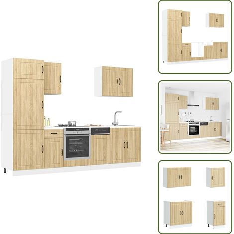 Armadio per forno - vidaXL Set Mobili da Cucina 7 pz Lucca Rovere Sonoma in Truciolato - Piano di lavoro